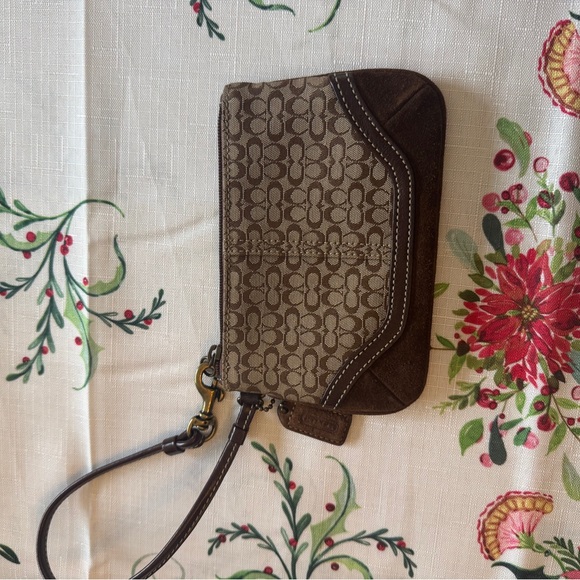 Coach Brown Signature Women's Wristlet - Picture 2 of 6